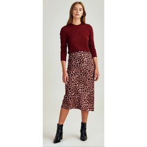 The Fifth Label pink cheetah print midi skirt